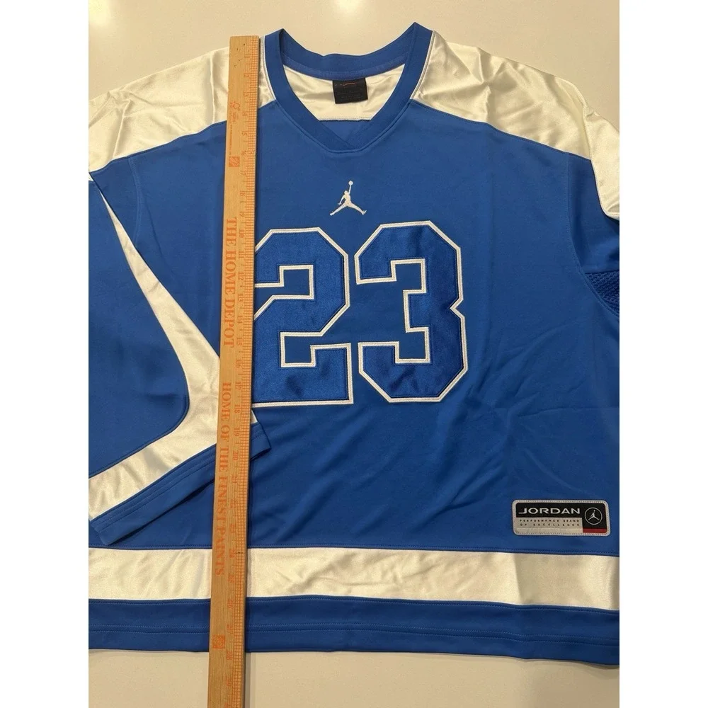 Jordan Brooklyn Oversized Hockey Jersey Sport Blue Sail HV0109-459 Mens M